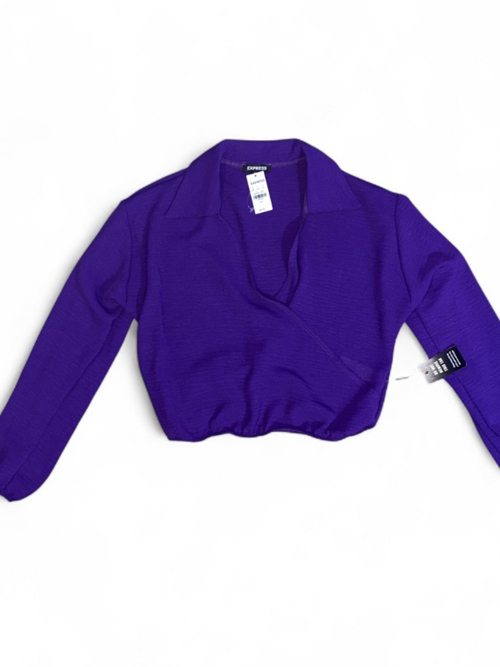 Express Deep Purple Collared Cropped Top
